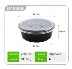 super large transparent round lunch box plastic disposable with lid plastic disposable lunch box for fast food fruit soup