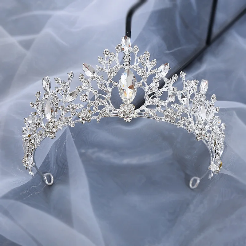 Crystal Headband Girl Birthday Show Blue Rhinestone Crown Princess Haircut