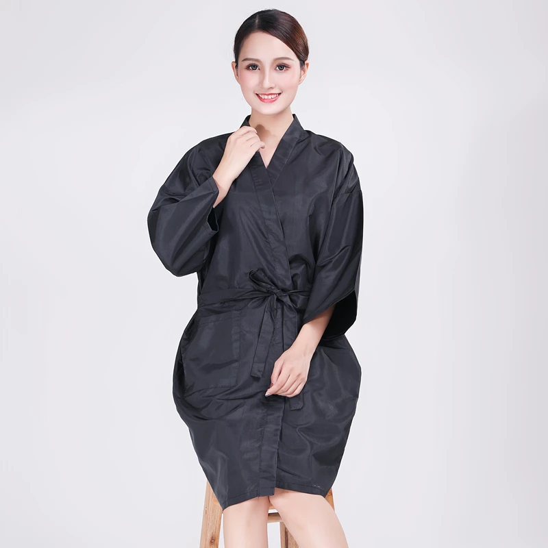 custom logo printing hair salon satin silk robes kimonos daily use soft smooth hair protection robe