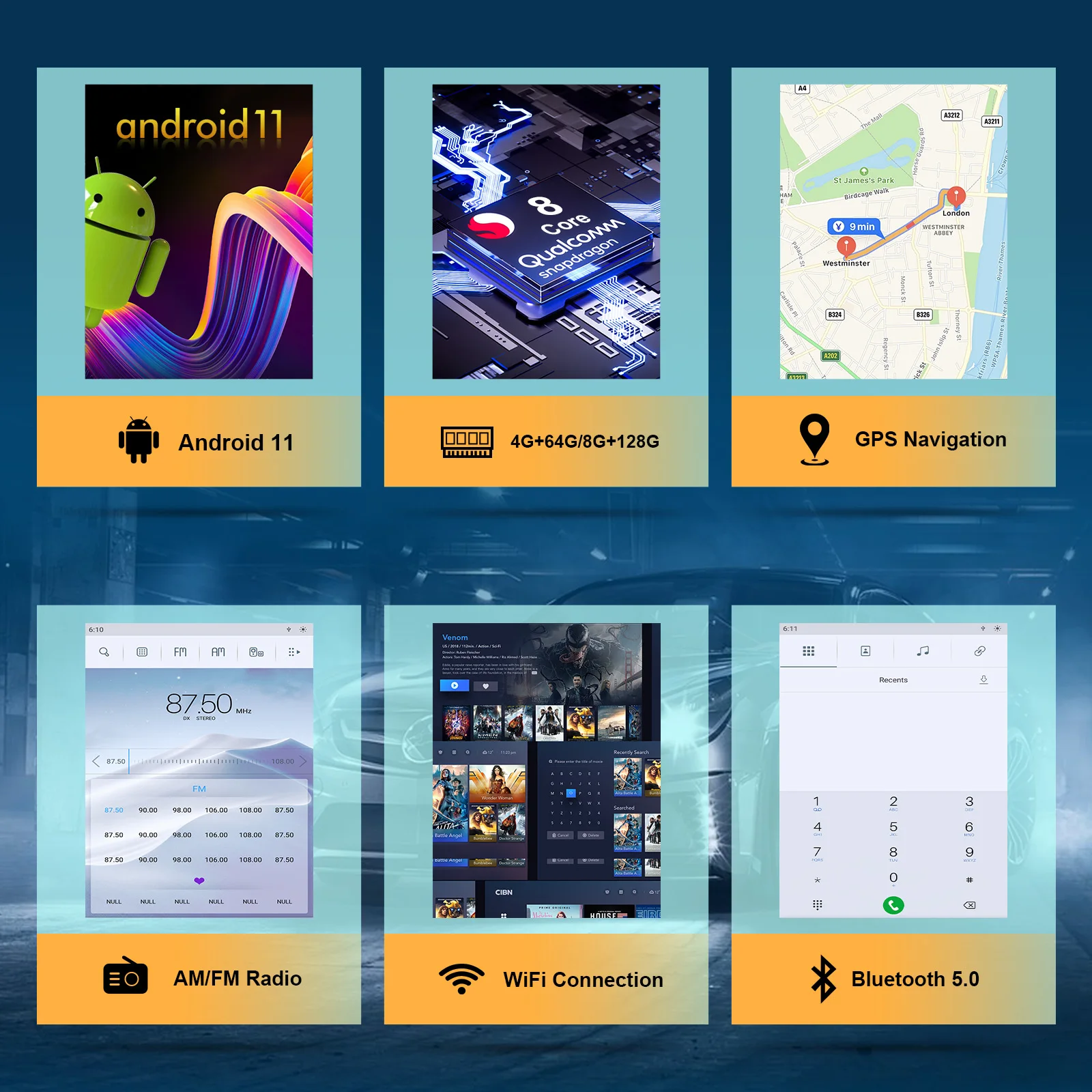 Android 11 Car Video Vertical  Smart Screen GPS Navigation Support Bluetooth For CHEVROLET