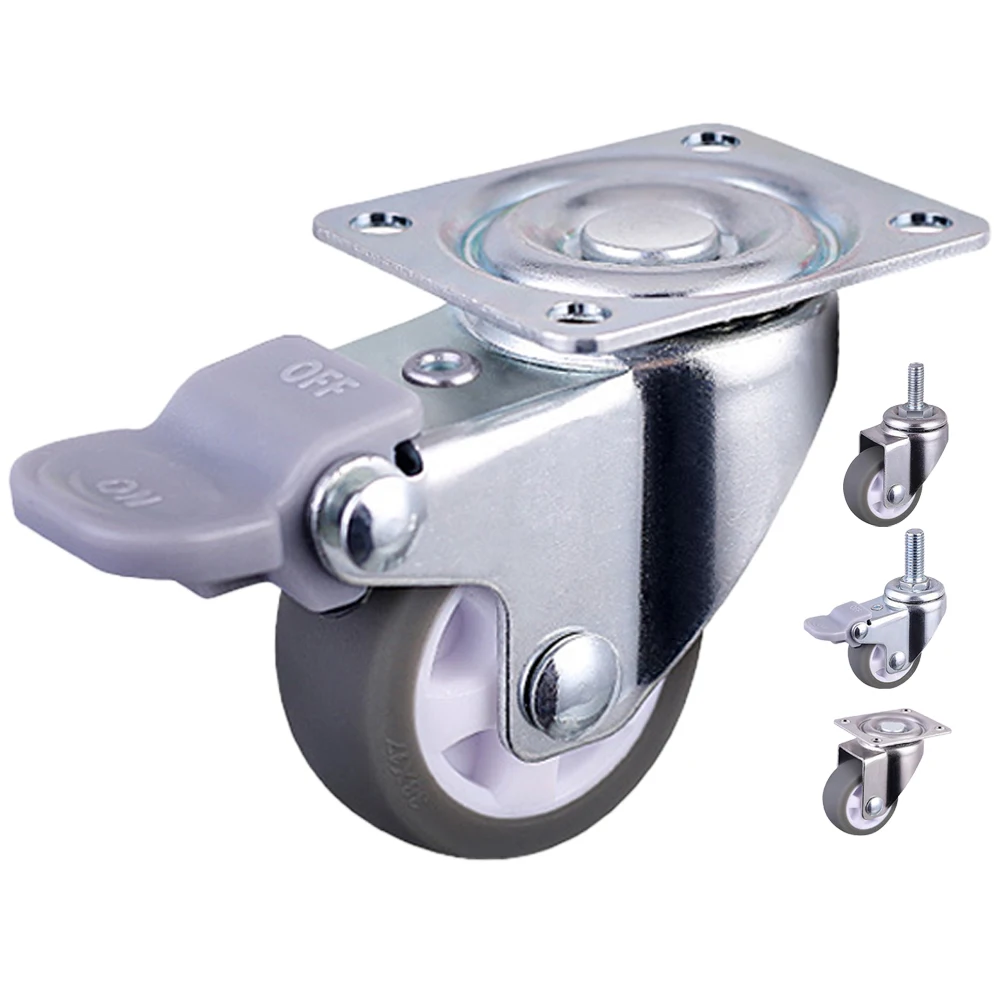 Ролики для мебели, поворотные Тормозные колеса из ТПЭ, 12 кг, 25 мм, 1 дюйм