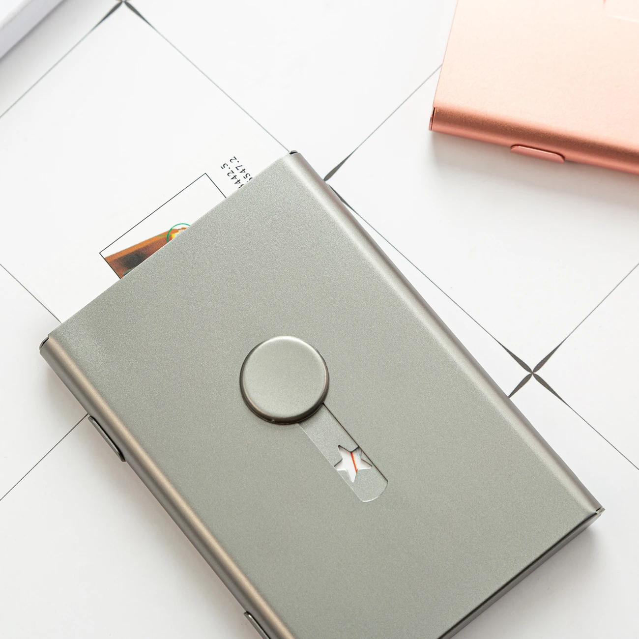 Personalized business card holder leather aluminum metal name card case box for men woman