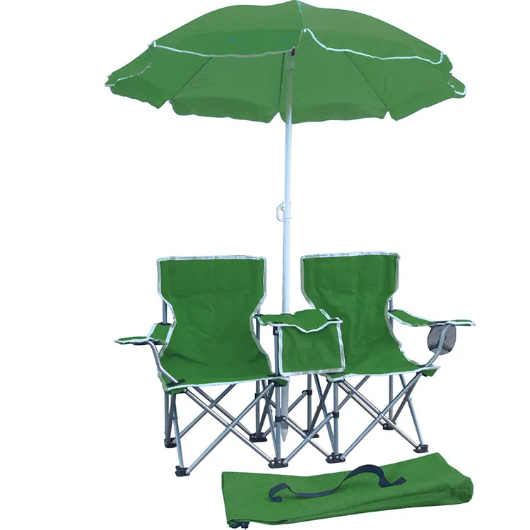 
Outdoor Portable Folding Beach Chair Camping Picnic Twin Chair Folding Double Chair With Umbrella For Two Person 