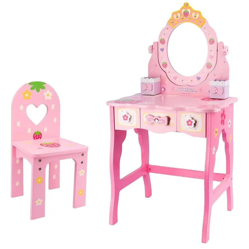 
Wooden dresser children girl make up toy dressing table sets Kindergarten furniture 