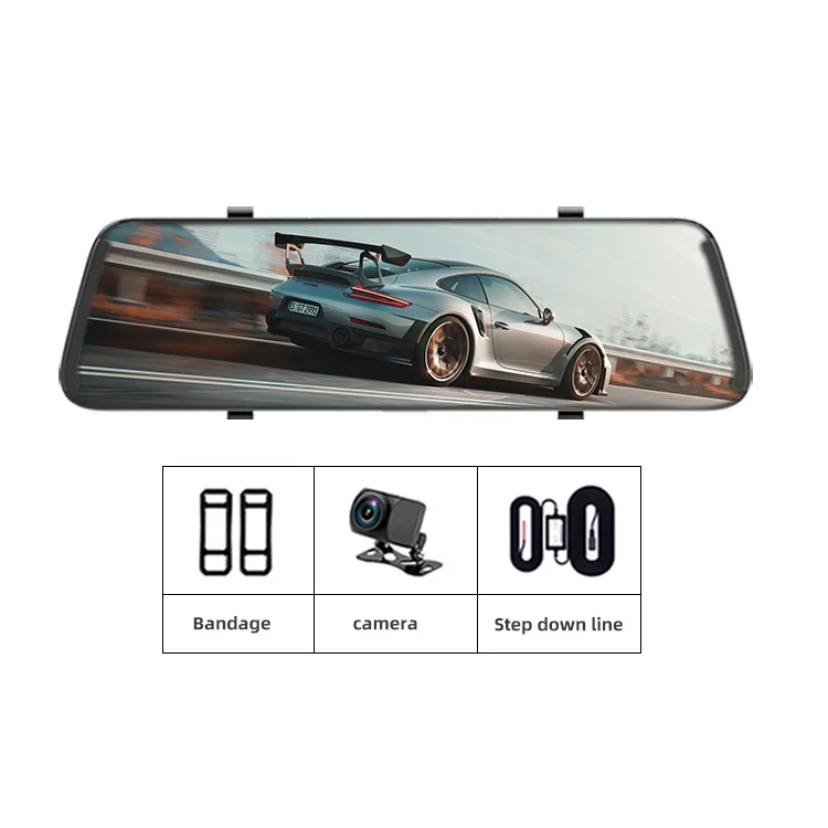 NEW double camera hd dvr 9.66 inch HD dual lens car dvr rear view camera car rearview mirror