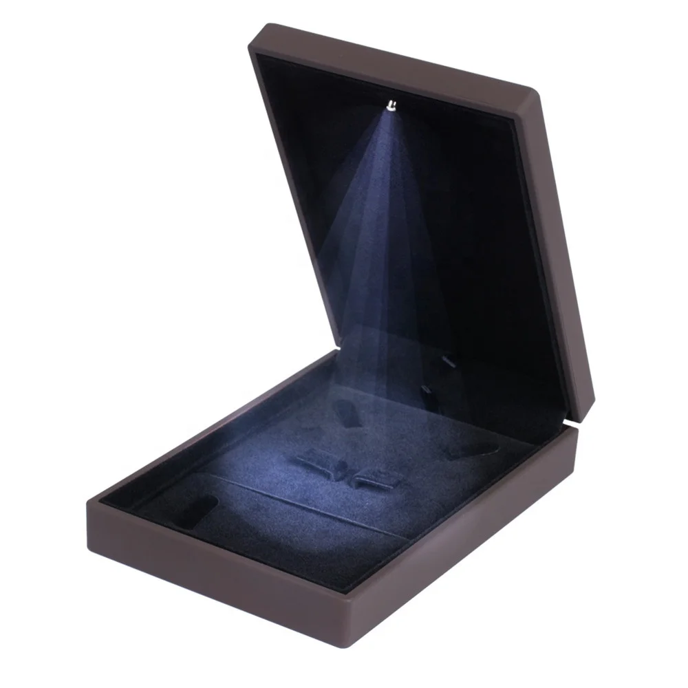 most popular  brown luxury led light jewelry box for necklace