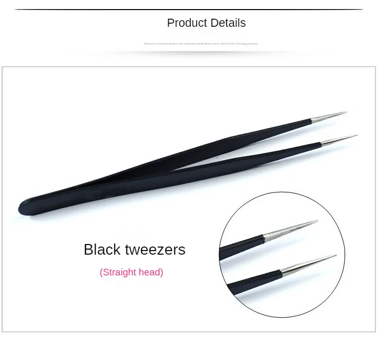 Super cost effective stainless steel tip round elbow anti-static clip drill tweezers nail tools