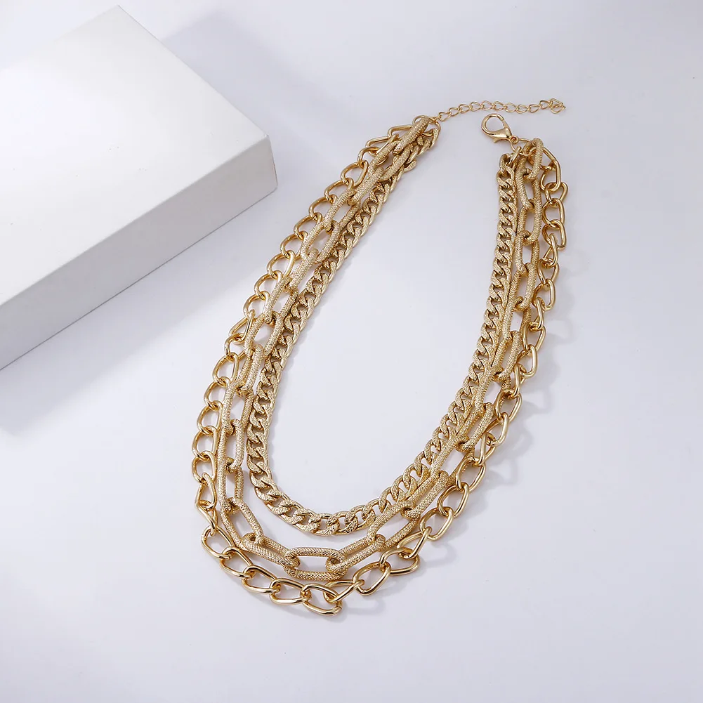HANSTON Charm Jewelry Hip Hop Punk Hollow Out Choker Exquisite Multilayer Big Cuban Link Chain Necklace Clavicle Chain