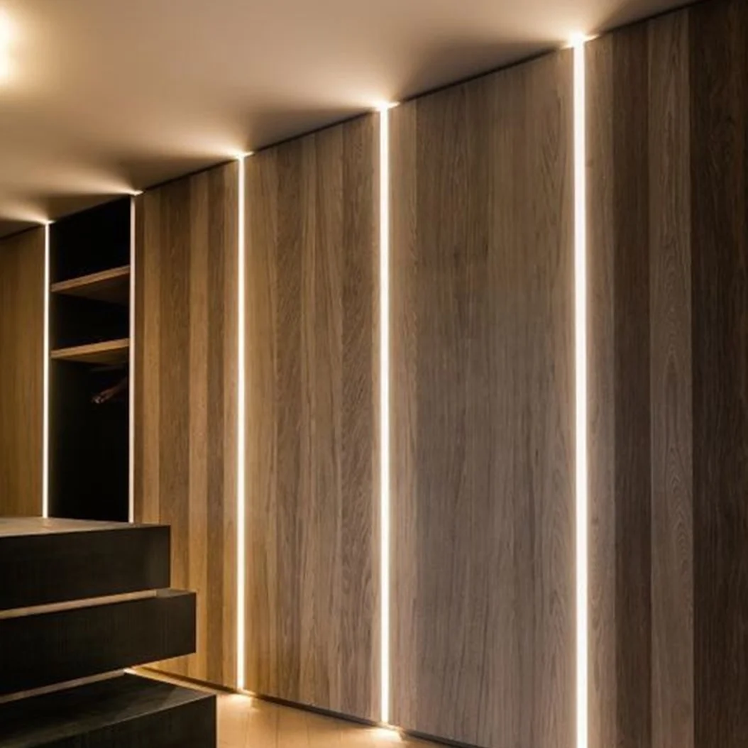 Custom wall  metal aluminium ceramic corners line with LED light tile trim trim with floor edge