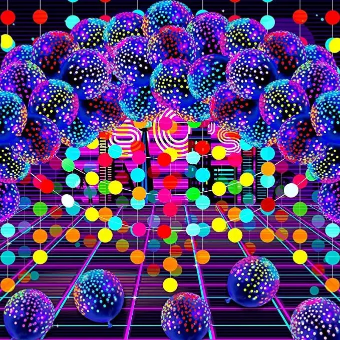 Startparty Glow Party Neon Dark Supplies Blacklight Luminous Tape Neon Round Dot Streamers Fluorescent Mini Polka Dot Balloon