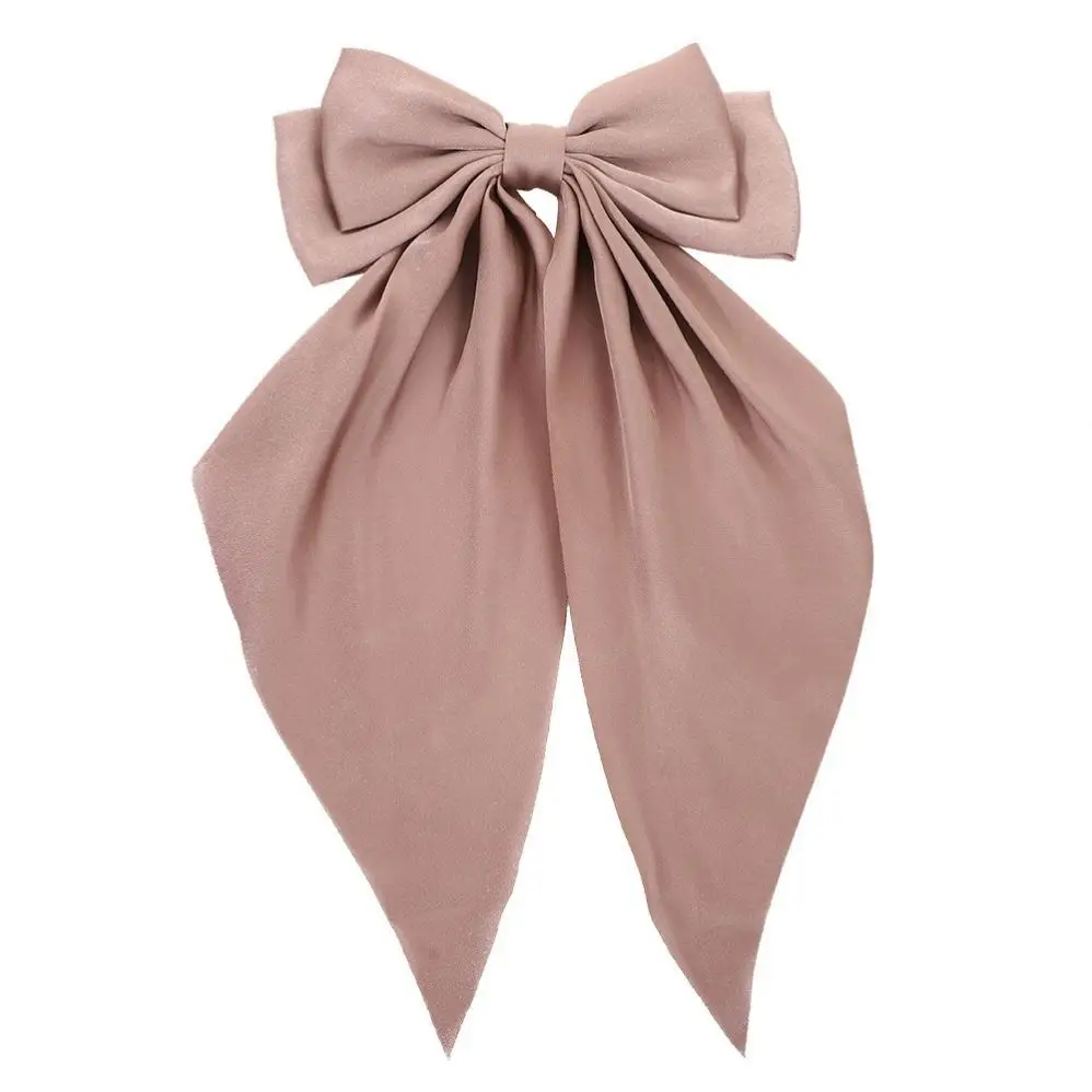 Wholesale lady fashion bow satin ribbon hairpins for women spring clips hair accessory vintage france elegant headwear
