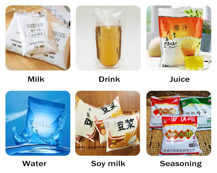 HZPK Sj-1000 Automatic Pouch Sachet Vertical Liquid Water Juice Printing Filling And Package Sealing Making Machine Italy