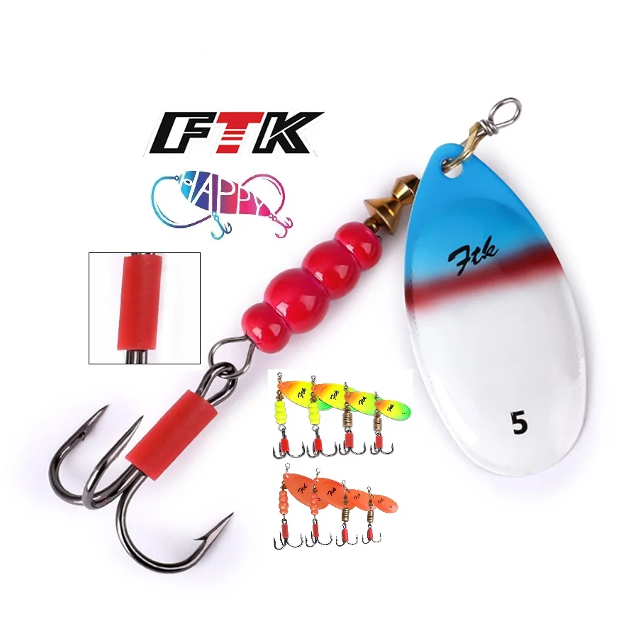 FTK 5g-15g Strong 3X Treble Hooks Spinner Fishing Lure Spoon Fishing Lure Brass Metal Swim Baits Bass Pike Fishing Lure Pesca