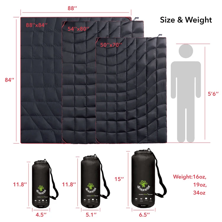 High Quality Outdoor Camping Puffy Duck Down/goose Down Quilt/travel Blanket