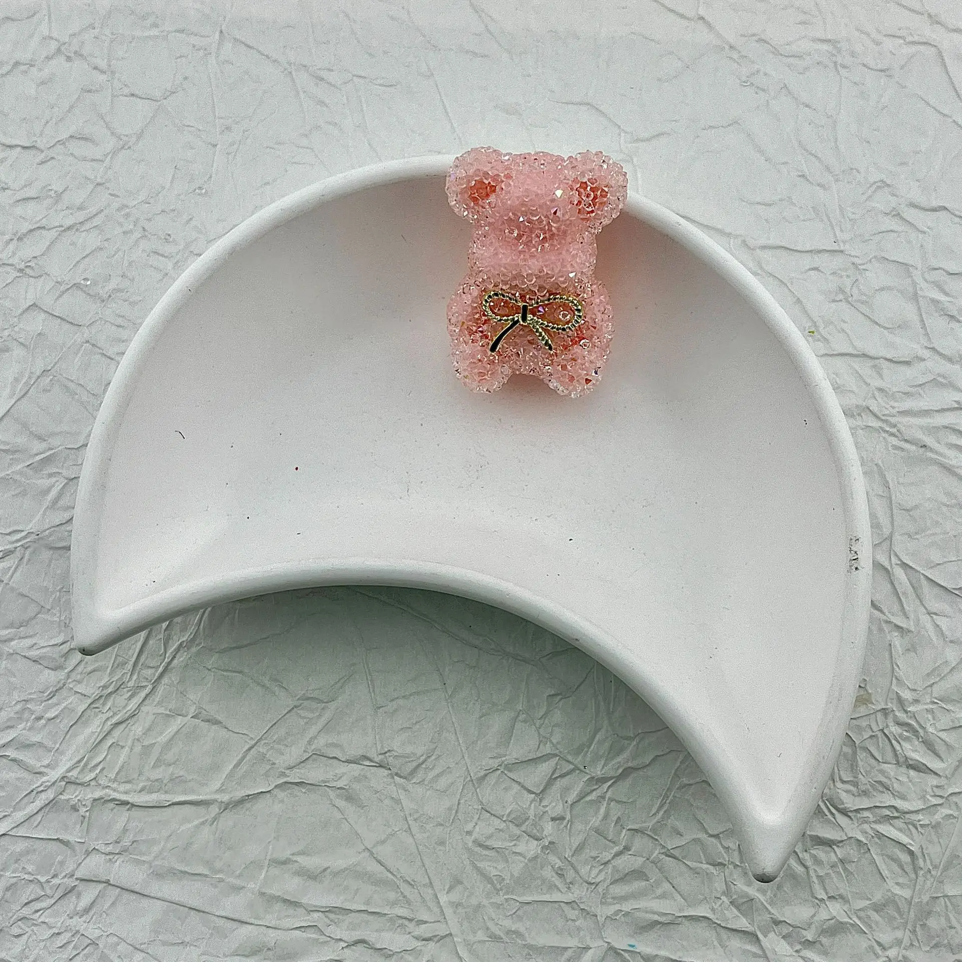 Luxury Bow Shaped Sugar Stone Bear Through-Hole Beads Handmade Diy Jewelry Bling Rhinestone Beads For Diy Pens