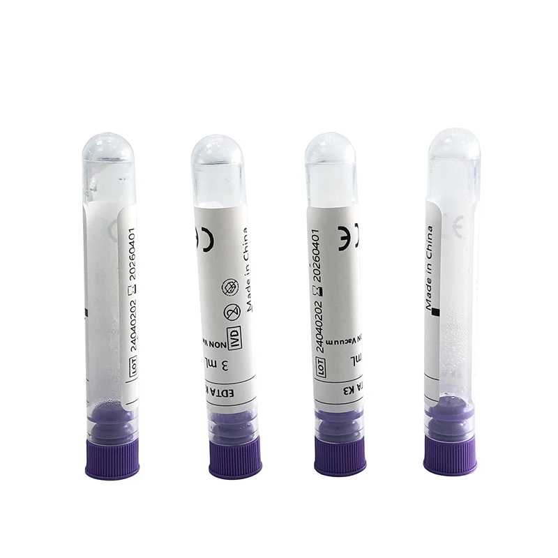 Medical Supplies Manufacturer Sterile Disposable Glass Purple Non Vacuum Blood Collection K2 K3 Edta Tube