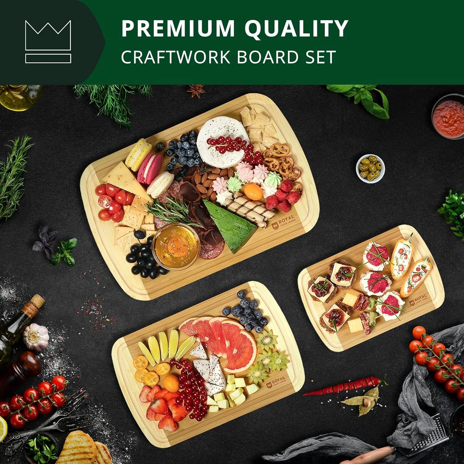 Hot Sell Custom Bamboo Wood Cutting Board Set With Utensil For Kitchen