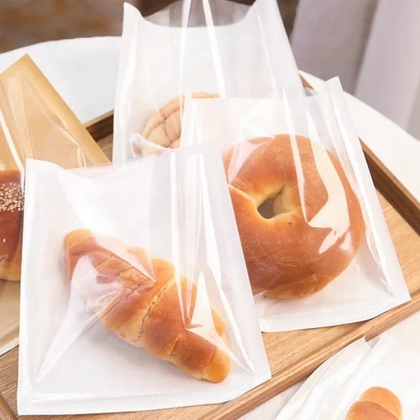 food grade breakfast lunch bakery biscuit packaging transparent bread bag with transparent window