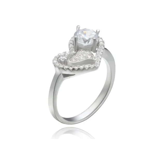 Crystal Women 925 Sterling Silver plated Rhinestone Heart Finger Ring Wedding from Indian Exporter and Manufacturer