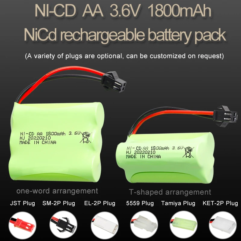 Factory nickel cadimum Nicd AA 1800mAh remote control toys baby toy car nicd 3.6v rechargeable battery