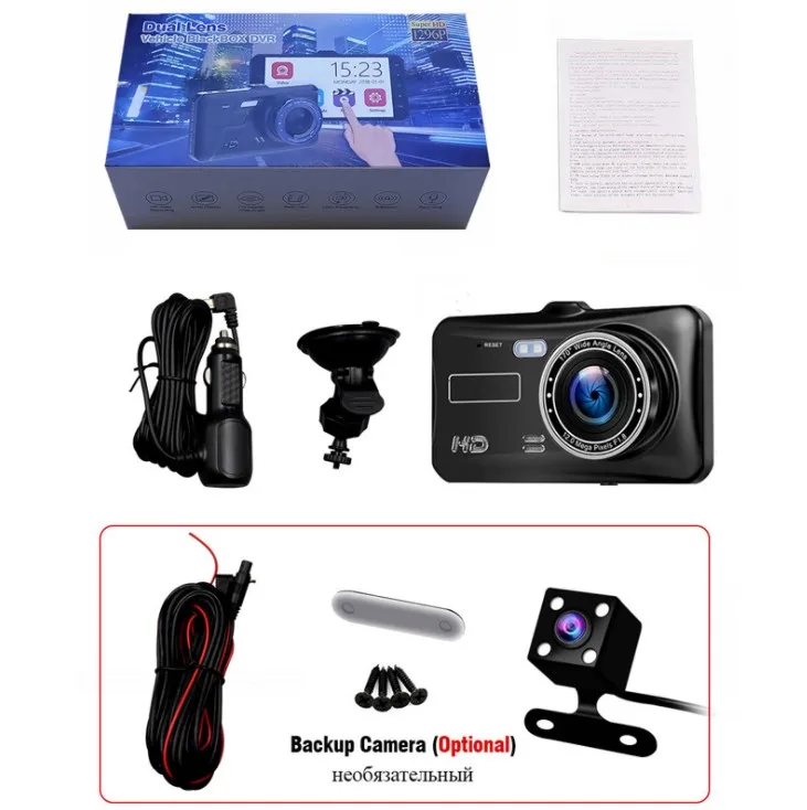 4inch touch screen car dvr camera 1080p night vision black box car dual camera dash cam