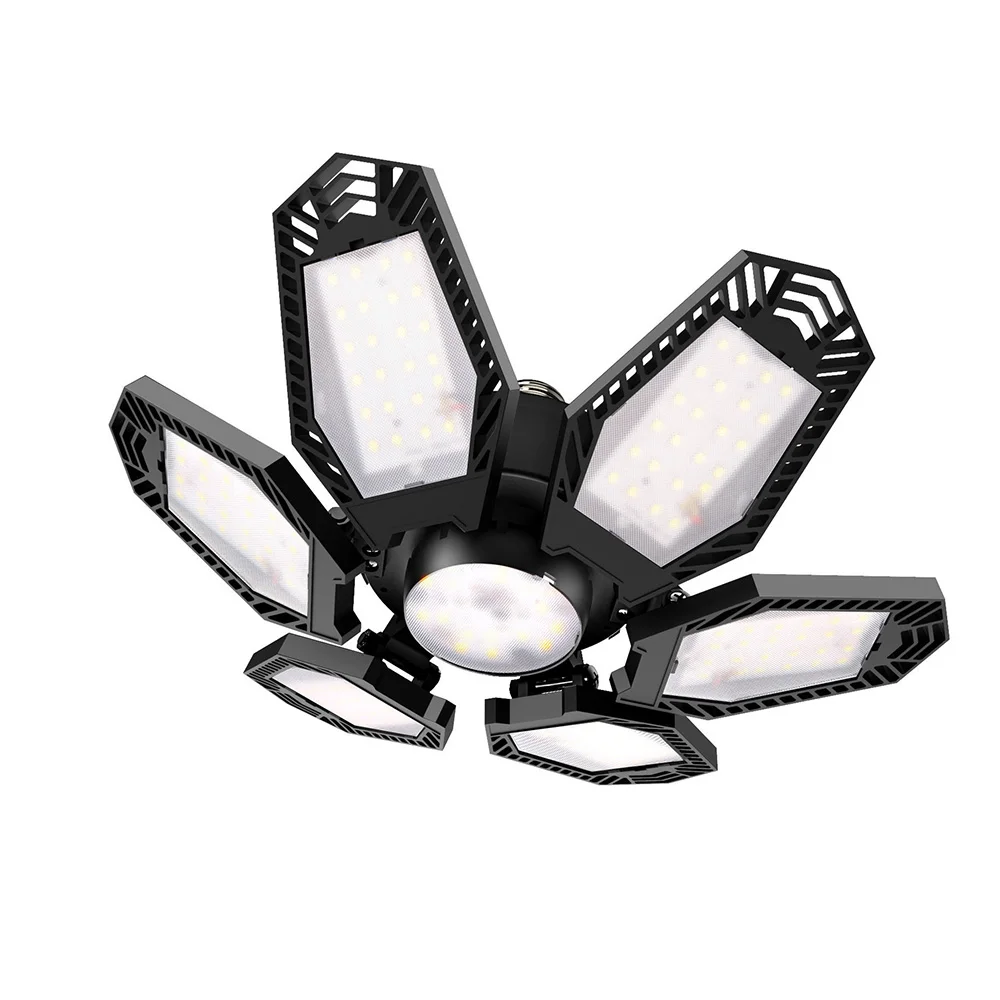 Deformable Best Garage Light, E26/E27 LED Light Garage Lighting with 6+1 Adjustable Panels Garage Bulb for Basement, Attic