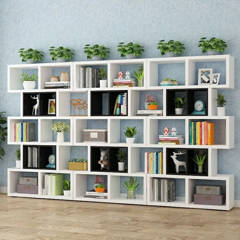 Modern minimalist storage floor bookshelf rack living room display partition bookcase office multi-layer assembled cabinet