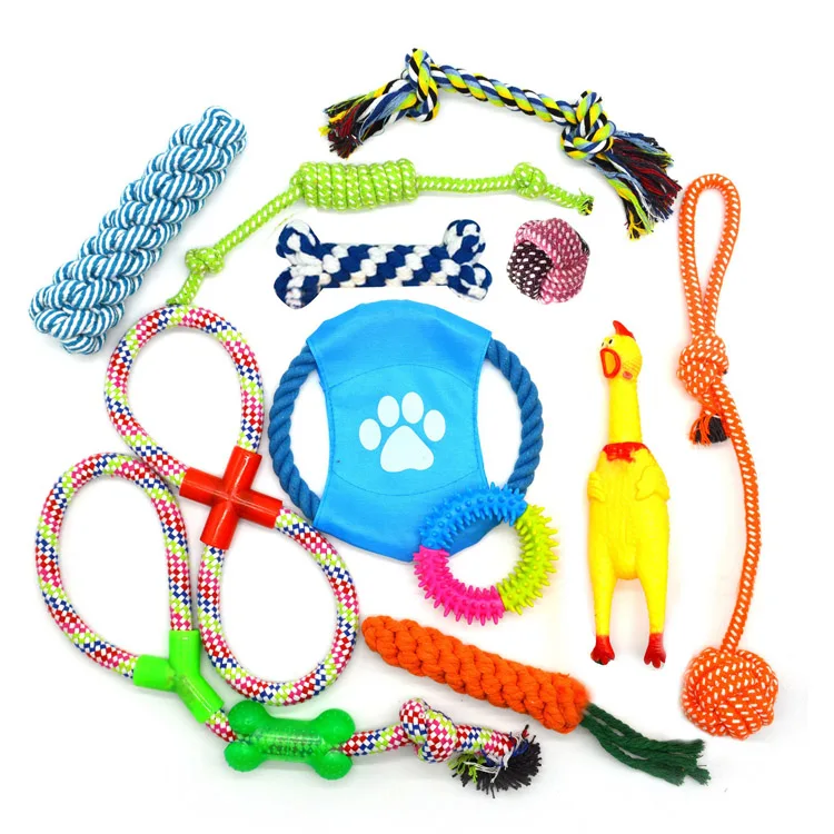 Custom Christmas Durable Cotton Rope Dog Toys 10 Pack Gift Set Free Assortment Pet Chew Dog Toy Set