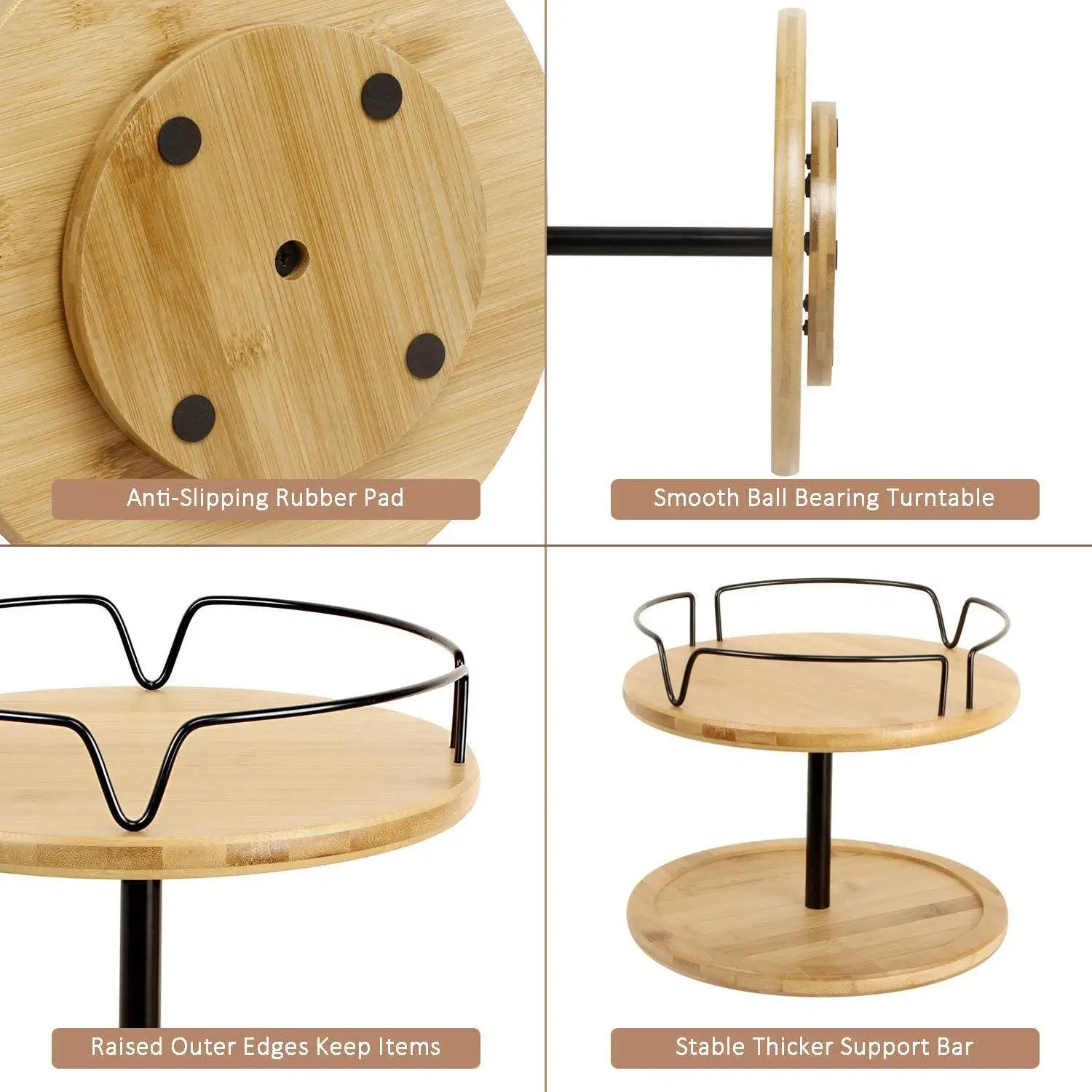 Round Bamboo Revolving Spinning Spice Rack Holder Home and Kitchen Items Countertop Round Wooden Rotating Spice Rack Organizer