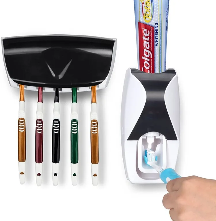 Factory Wholesale Bathroom Wall Mounted Toothbrush Holder Cover Auto Automatic Toothpaste Dispenser for Kids