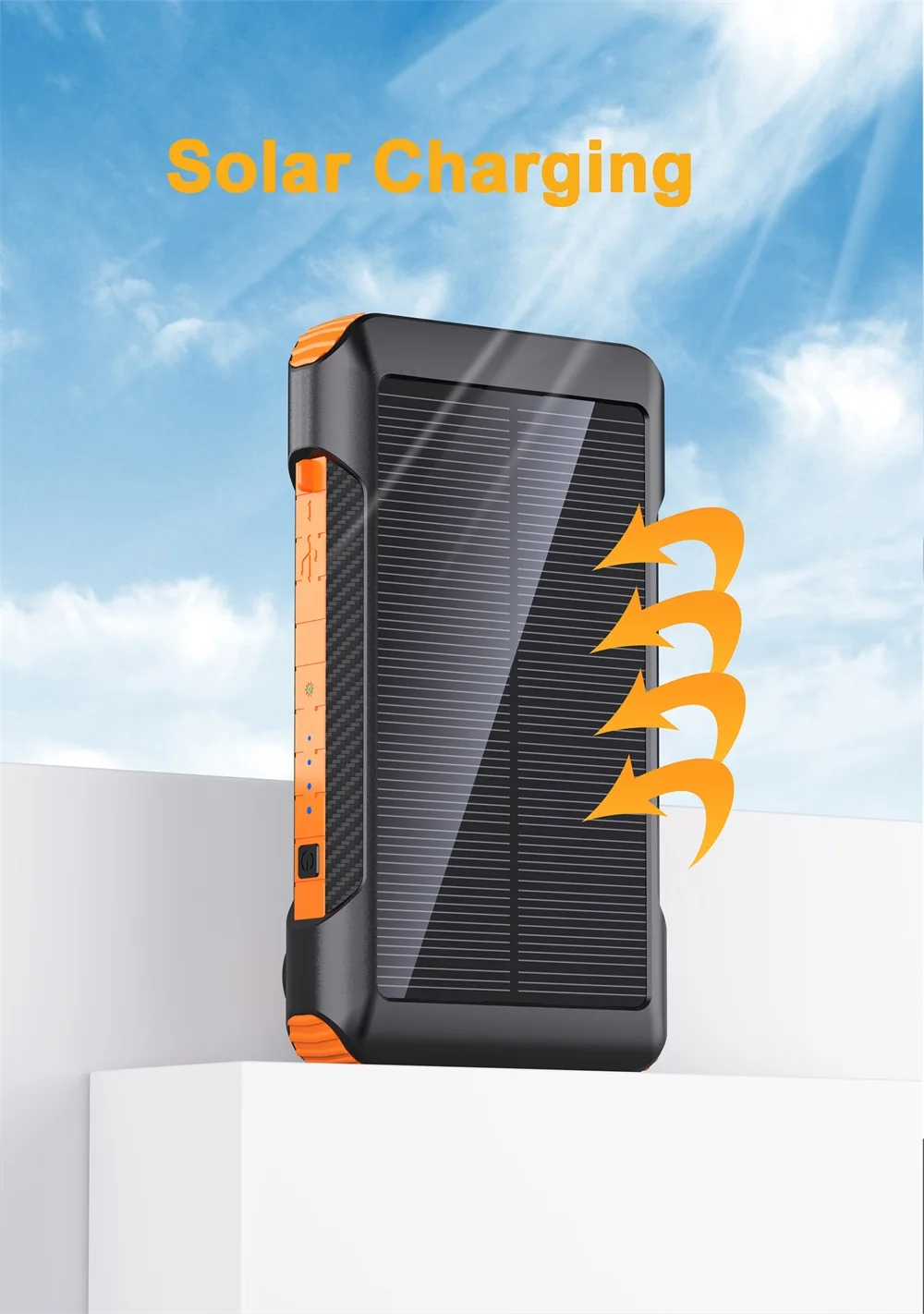 Hand cranked Solar Power Bank 10000mAh External Battery Pack Portable Charger with Micro Type C Cables