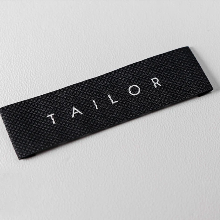 Garment accessories Black woven label customize print logo fabric maker print label for clothing