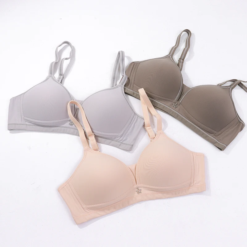 Factory 34-42 A Cup Cheap Comfortable Girl Small Chest Thin Breathable Wire Free Bra For Woman