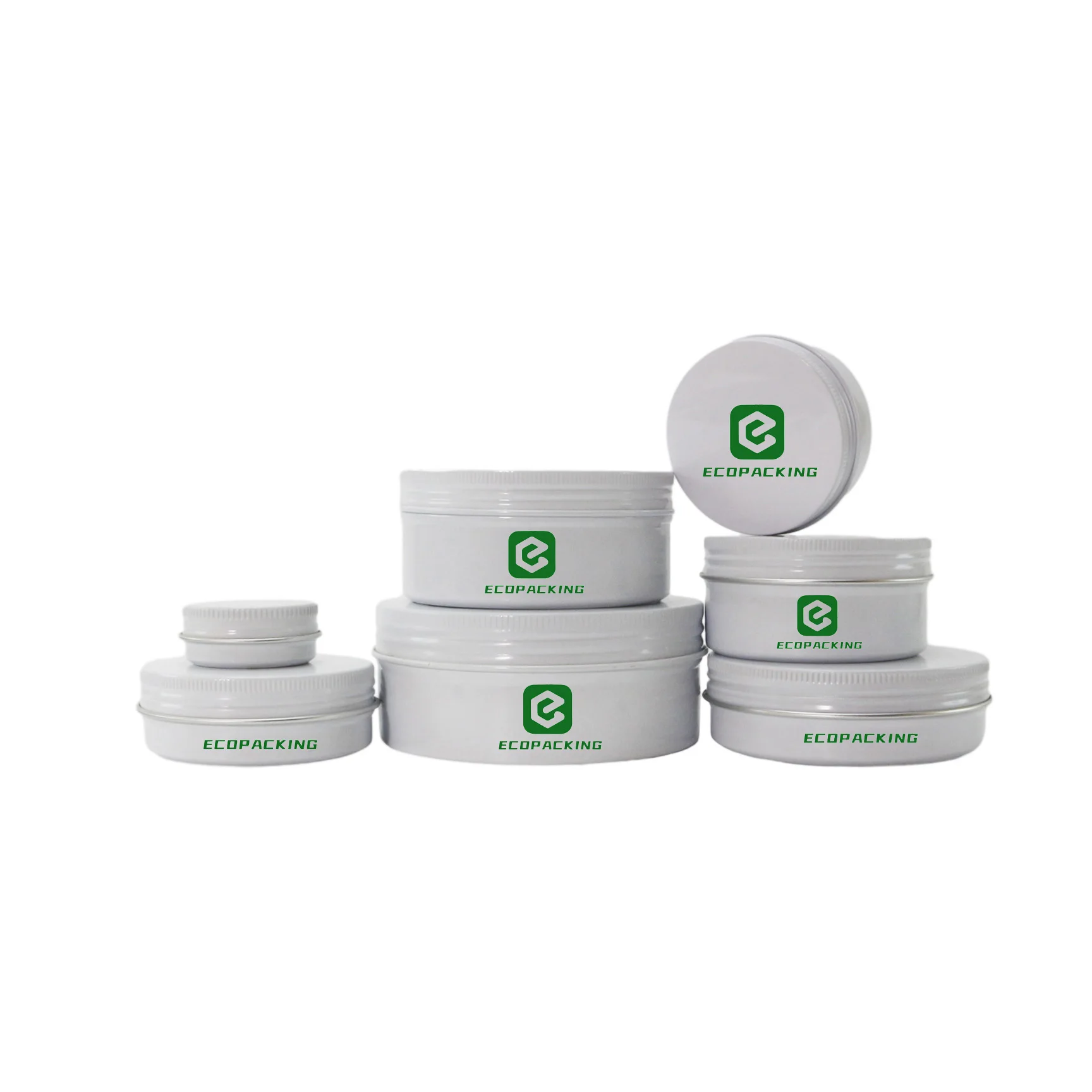 Empty round 5ml 10ml 15ml 30ml 50ml 60ml 80ml 100ml aluminum tin with screw on lid for cosmetic container lip balm container
