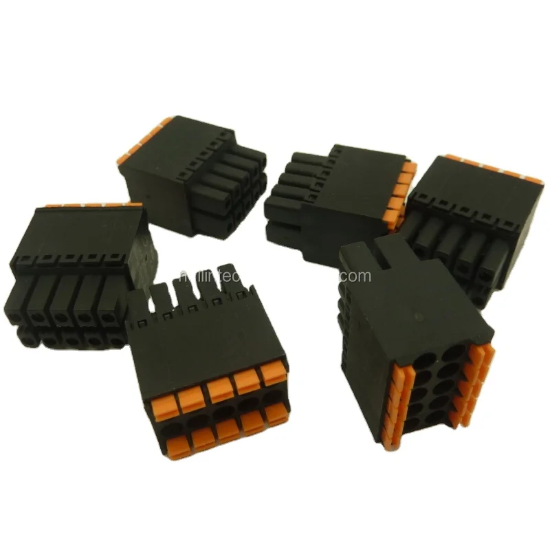 Wire connector insulated screwless pluggable spring terminal block