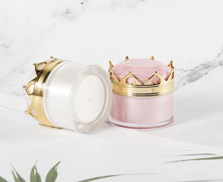 Элегантный 10 г 20 г 50 г готовый к отправке косметический акриловый контейнер для крема с крышкой в форме короны косметические банки оптовая продажа