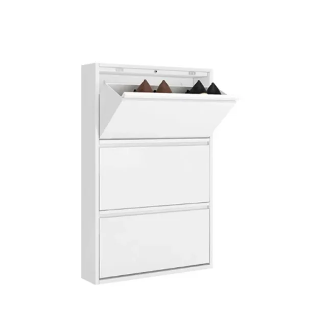 Hallway shoe cabinet wood 3 drawer wooden shoe storage cabinet white