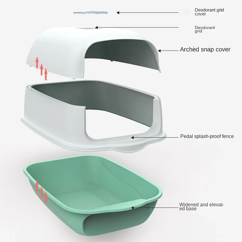 Cat litter box fully enclosed cat toilet oversized deodorant anti-splash with sand kitten sand poop pot cat supplies