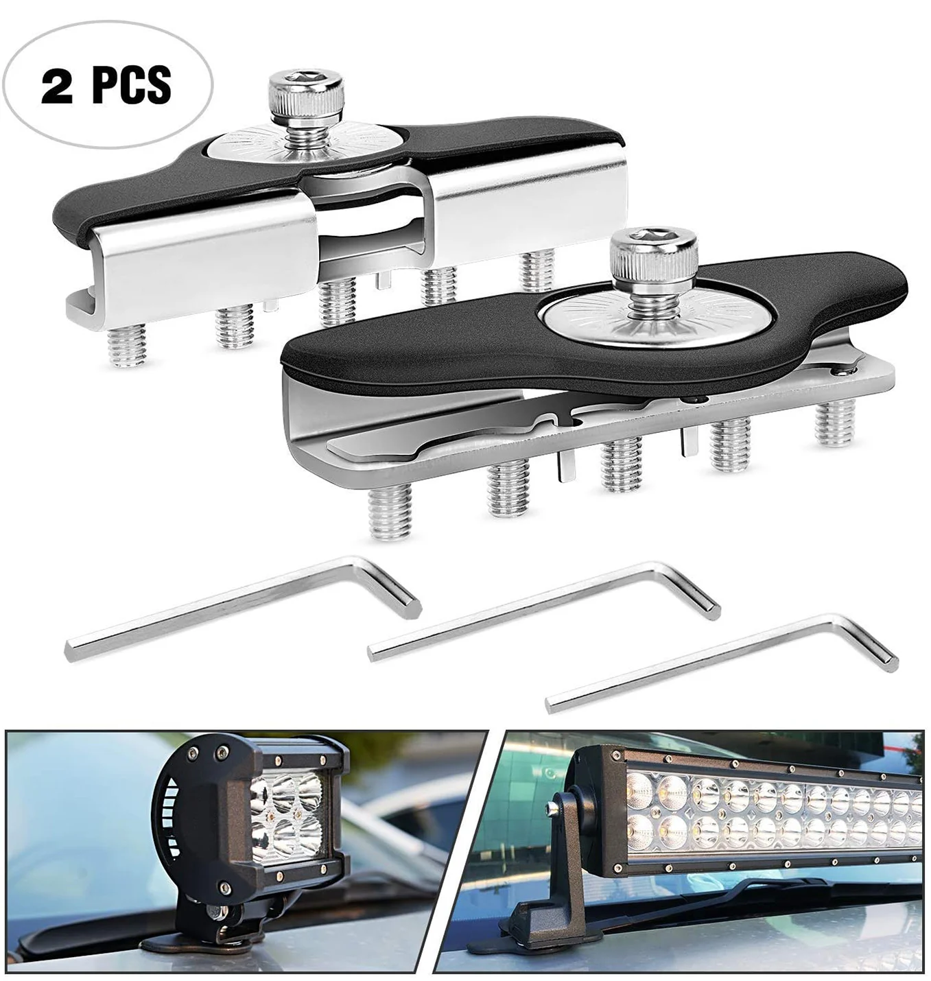 2pcs Universal Hood Led Work Light Led Pods Mount Bracket Clamp Holder for SUV Truck Off Road