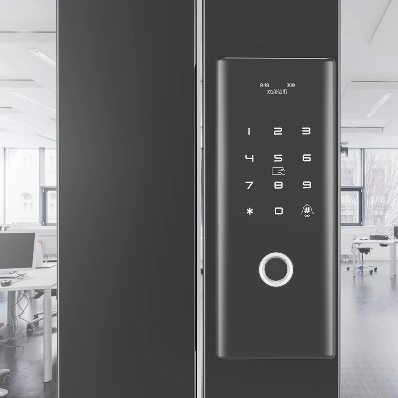 smart frameless password glass lock electric digital keyless wifi tuya fingerprint glass door lock for single glass doors