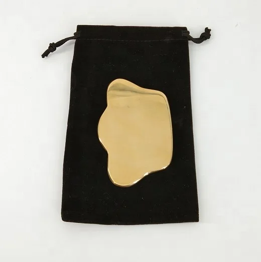 Gua Sha Board Copper SPA Massage Tool Scraper Plate Massager Tools Gold Ingot Shape for Spa Relief IASTM