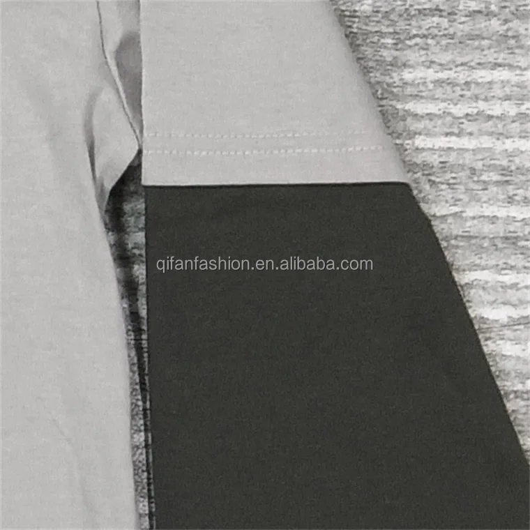 Custom printing cotton two tone long sleeve 2 in 1 double layer t shirt for men