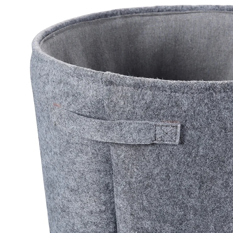 xingma felt animal Home round grey bucket drawstring felt bear laundry baby storage basket foldable