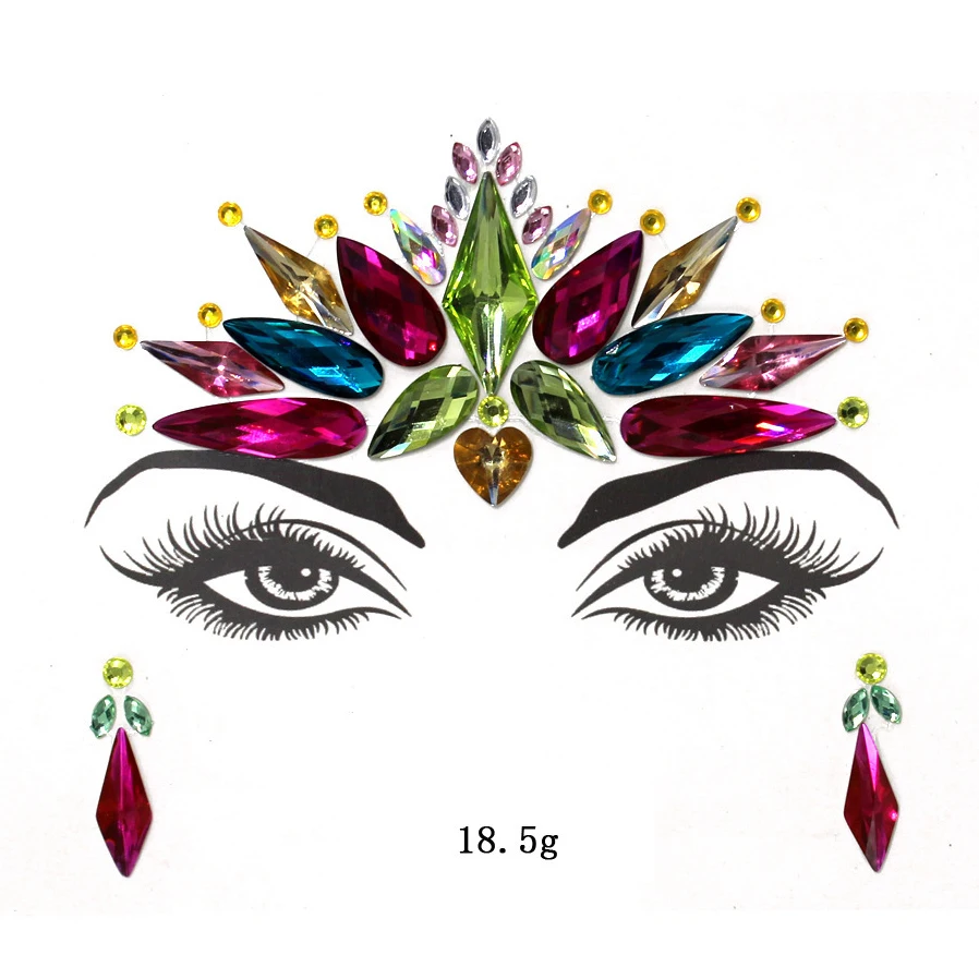 Gomi Rhinestone Mermaid Face Jewels BODY STICKERS Drill Temporary Eyebrow Tattoo Sticker