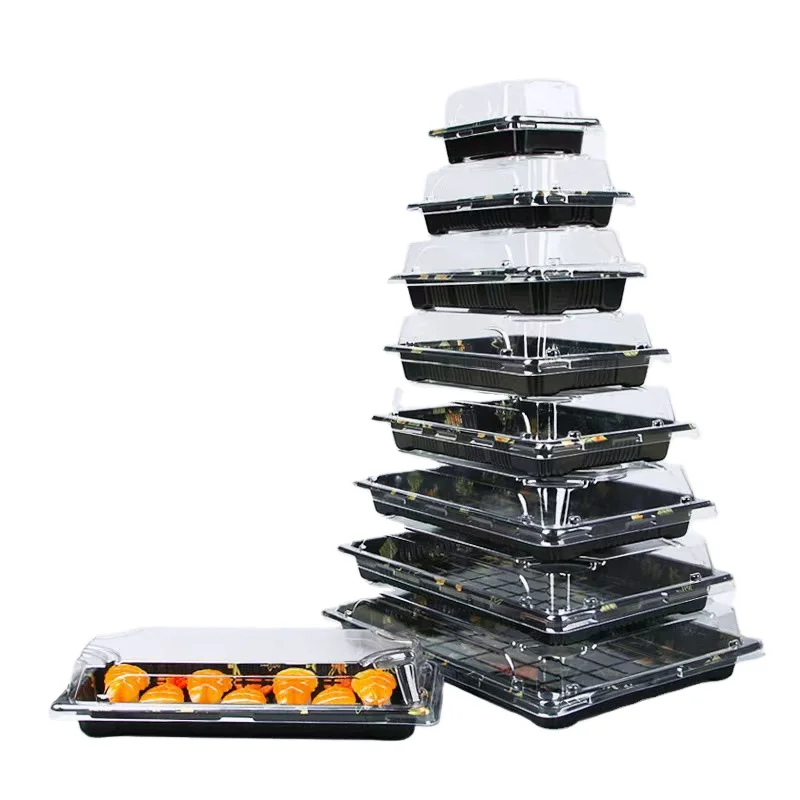 Disposable plastic packaging takeaway sushi box sushi container sushi tray with lid