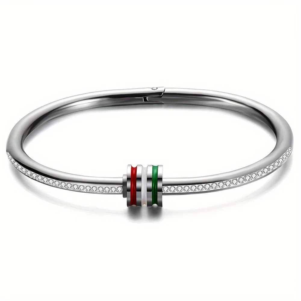 Stainless steel gold plated bracelets bangles nail heart zircon bamboo silver 18K gold jewelry women star engraved bracelet