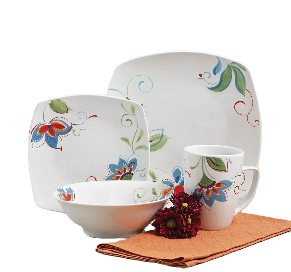 16pcs Restaurant Dinnerware Set, Factory Hotel Luxury Porcelain  dinner set for 4