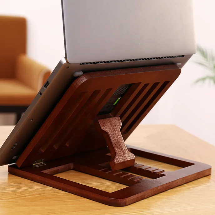 Деревянная подставка для ноутбука стола бамбуковая регулируемая высота компьютера