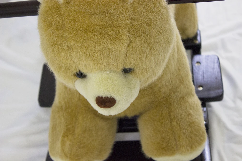 Bear Shaped Baby Rocking Horse Stuffed Wooden Ride on Animal Toys