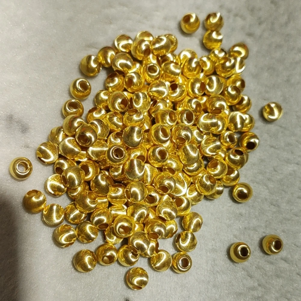 Pure Au750 18k Gold Cat Eyes Spacer Beads Jewelry Making Supplier 3 4 5 6 7mm Charm Necklace Bracelet Anklect DIY Accessories